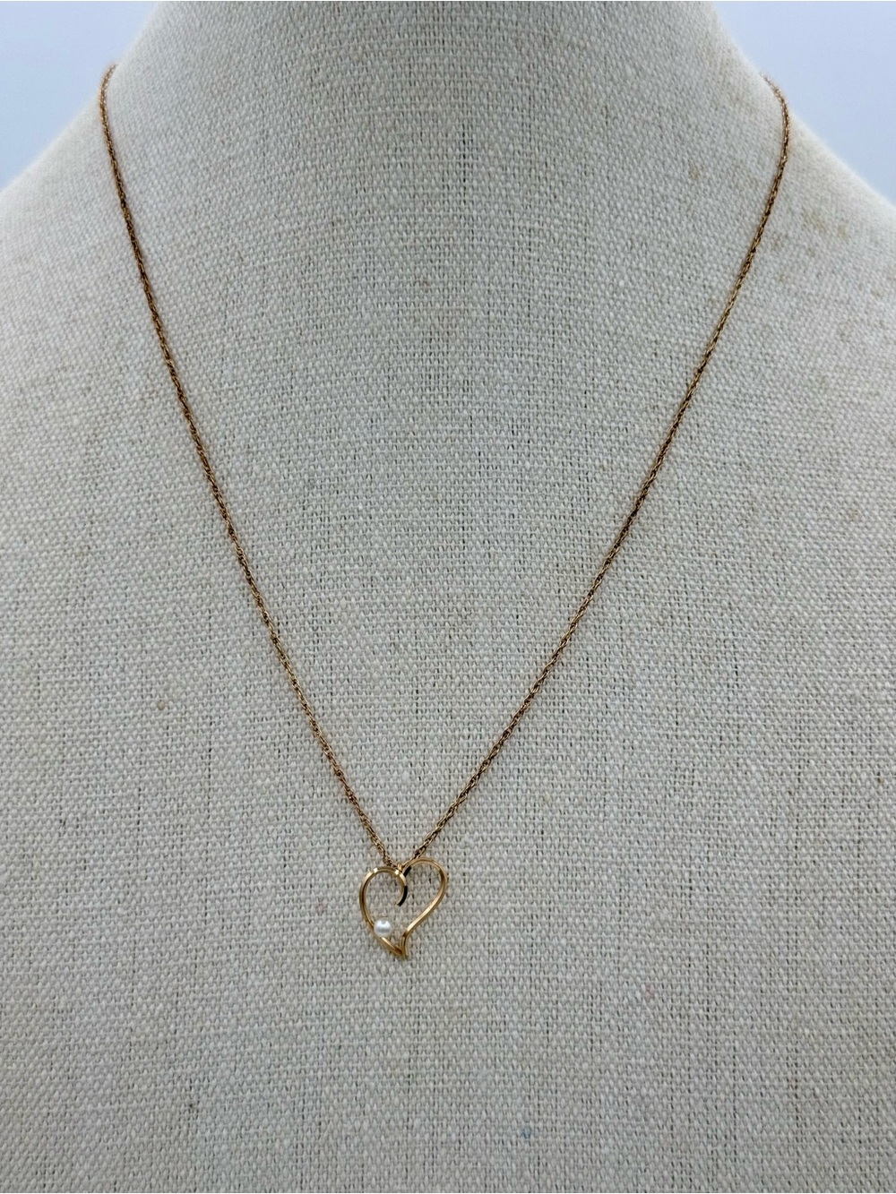 Krementz Gold Overlay Heart Pendant Necklace Pearl Vintage